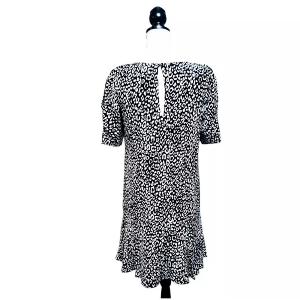 JOIE Angeni Dress, Black White Leopard Cheetah Print Puff Sleeve Casual Boho, S - Picture 6 of 16